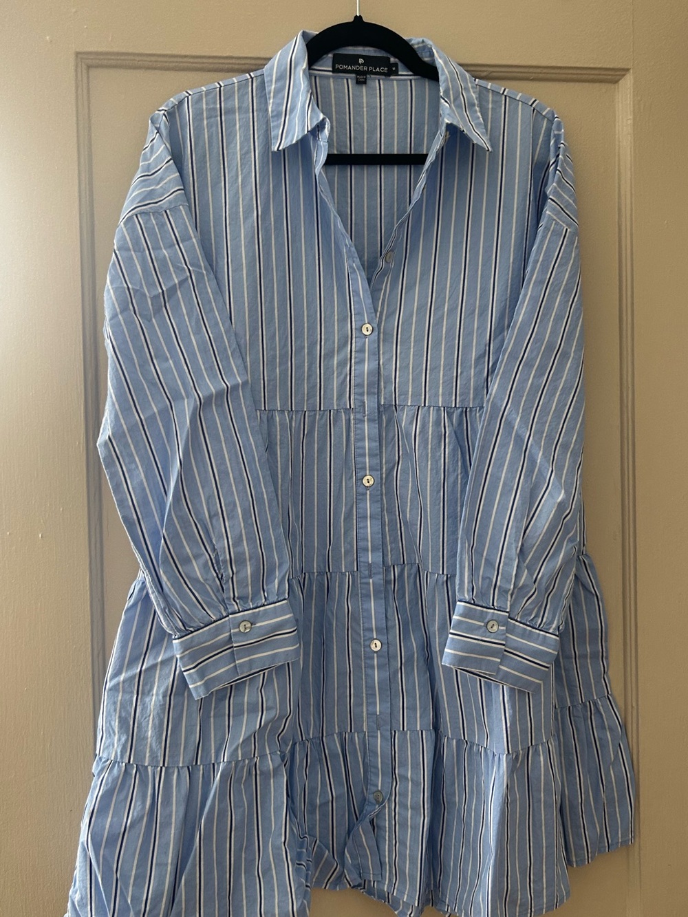 Tuckernuck Pomander Place tiered shirt dress, size M